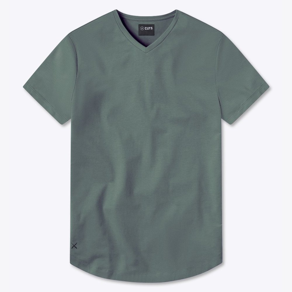 Cuts Clothing AO V-Neck Curve-Hem tee - Elm